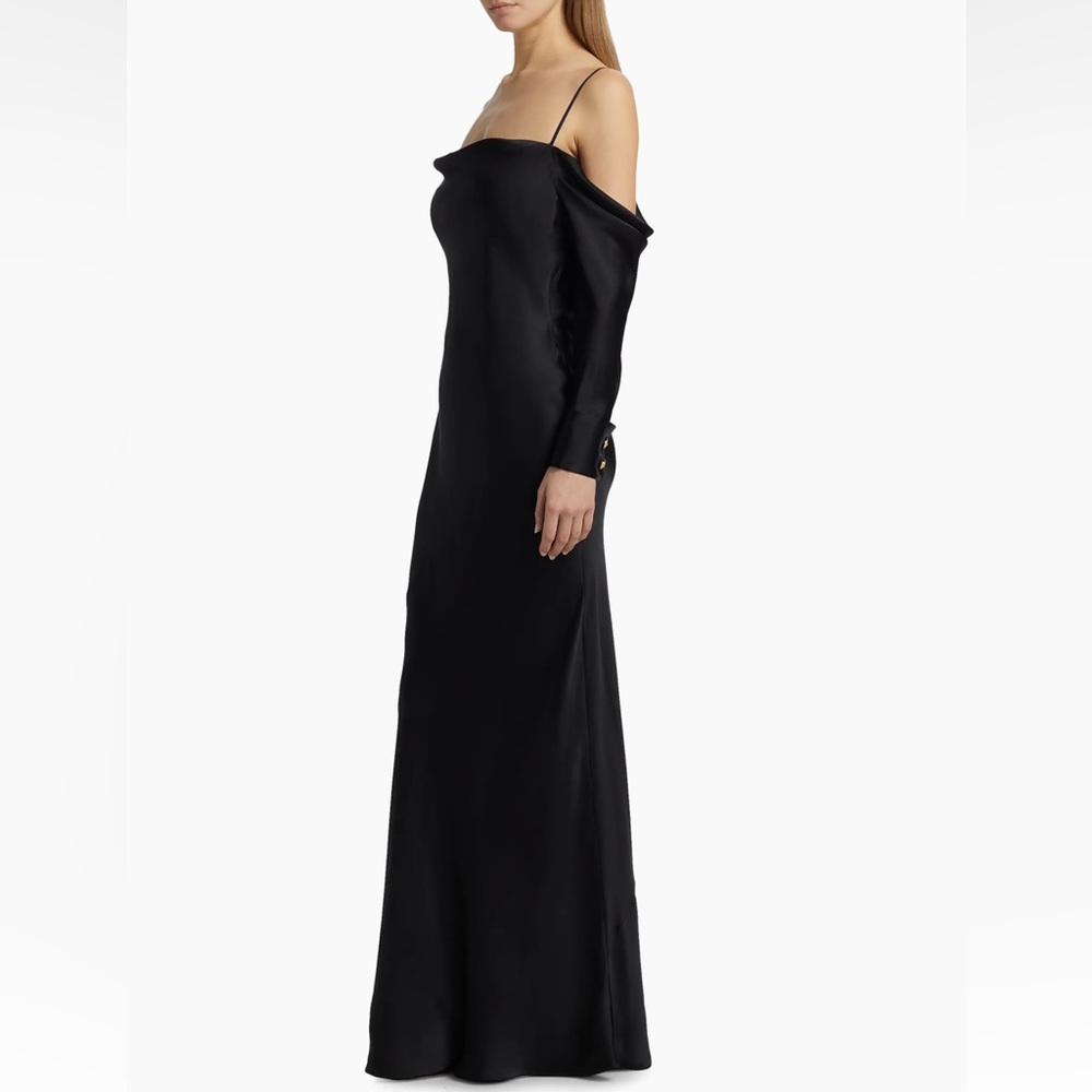 NWT L'AGENCE Melly French Cuff Off Shoulder 100% Silk Dress Maxi Cocktail Dress - Picture 7 of 15